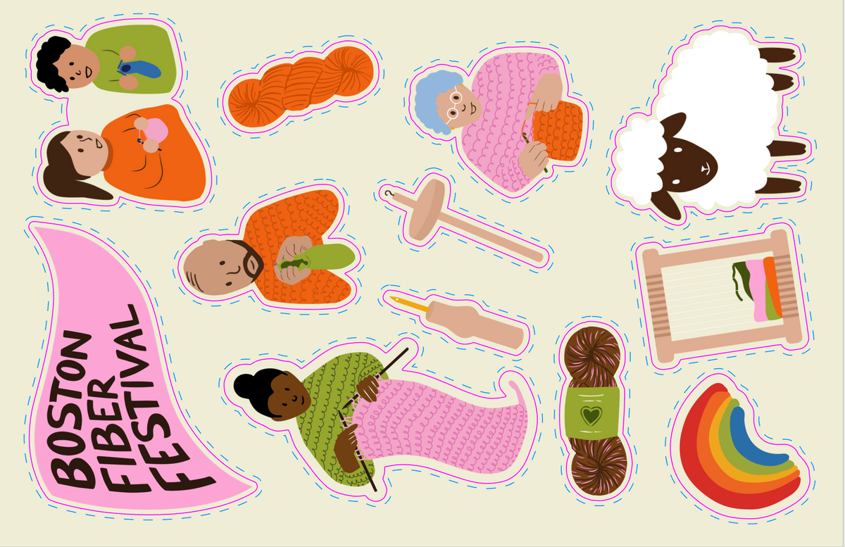 Boston Fiber Festival Sticker Sheet