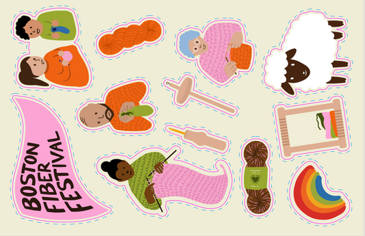 Boston Fiber Festival Sticker Sheet